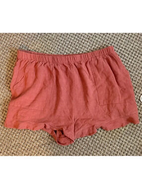 Orange red ruffle shorts